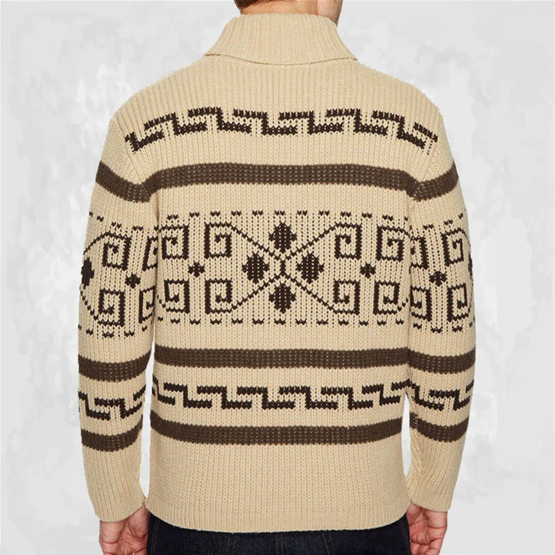 Men's Vintage Ethnic Lapel Collar Knitwear Jacket