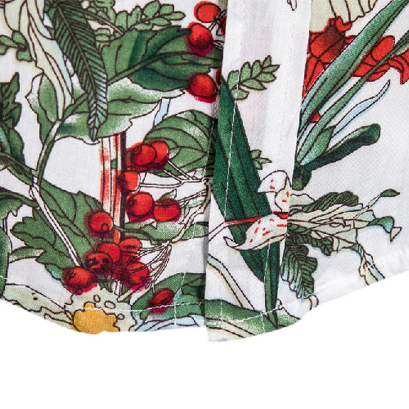 Cotton And Linen Printed Pocket Button-down Shirt