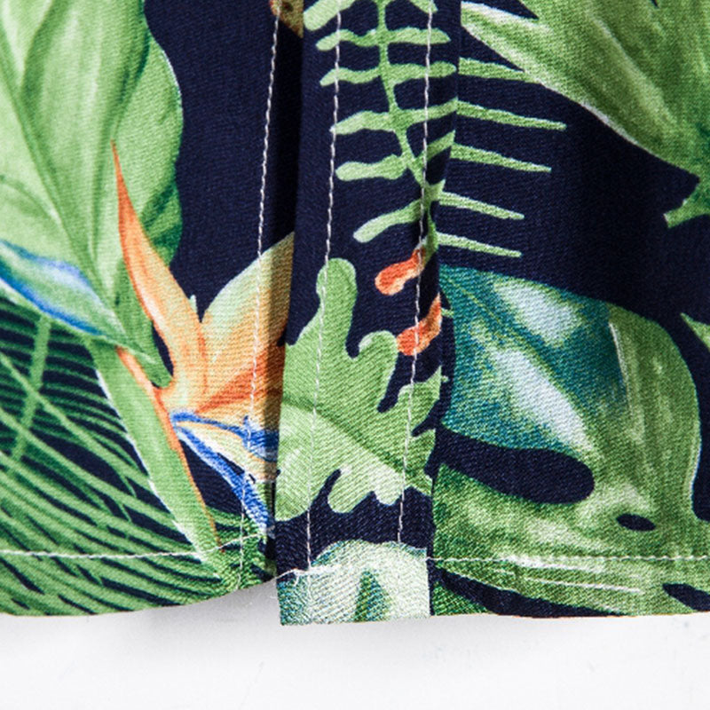 Cotton And Linen Printed Pocket Button-down Shirt