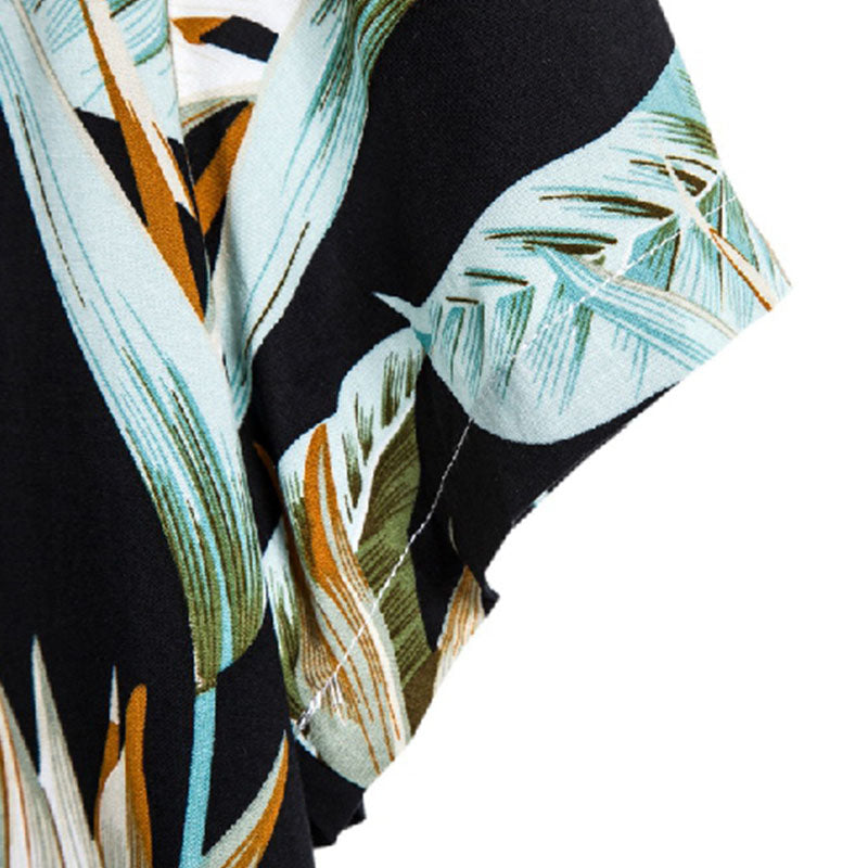 Cotton And Linen Printed Pocket Button-down Shirt