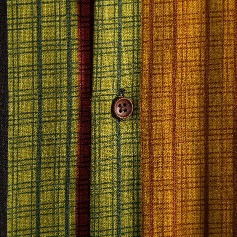 Cotton And Linen Printed Pocket Button-down Shirt