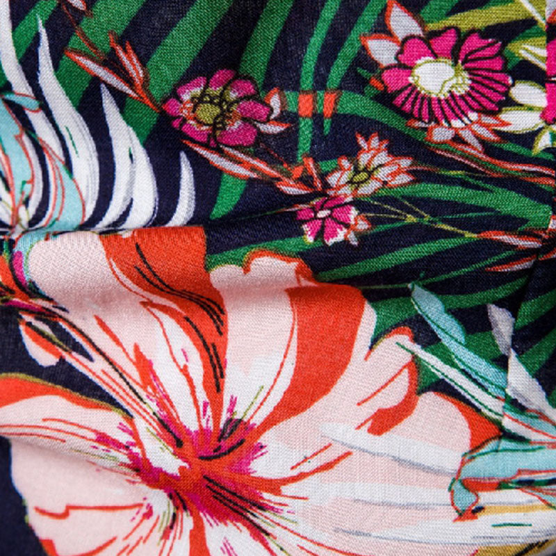 Cotton And Linen Printed Pocket Button-down Shirt