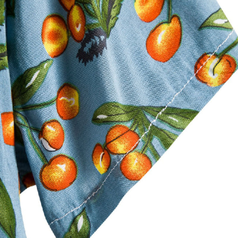 Cotton And Linen Printed Pocket Button-down Shirt