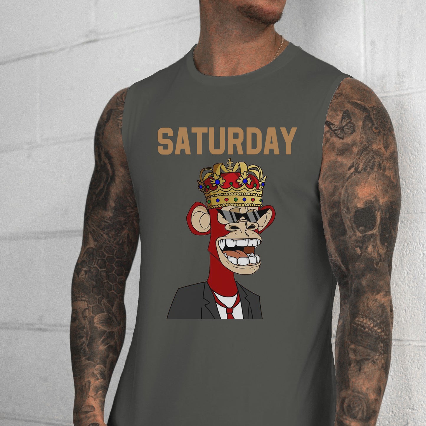 Saturday Alphabet Graphic Print Men's Tank Top