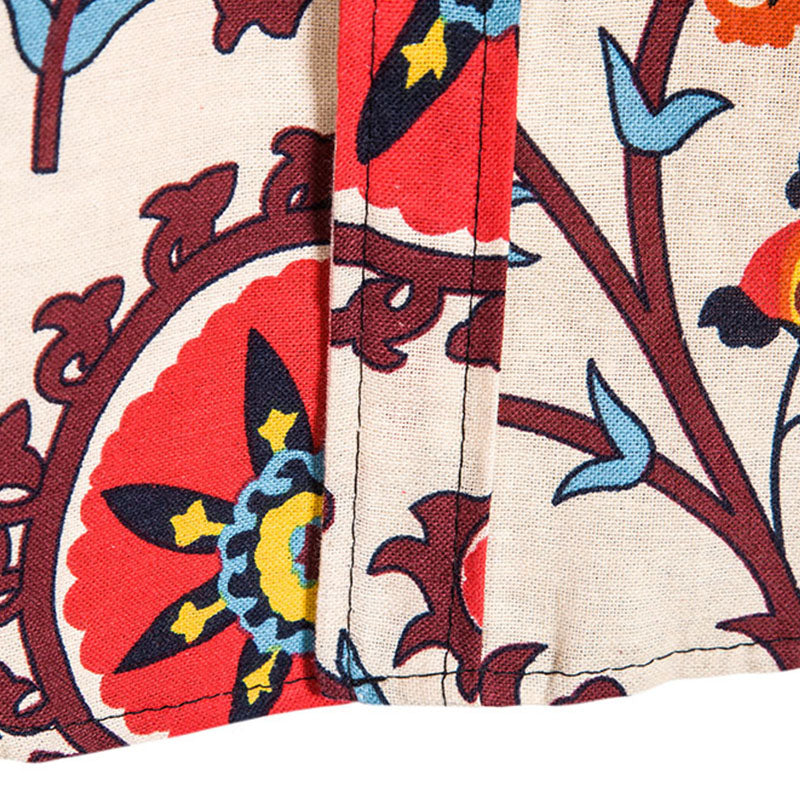 Cotton And Linen Printed Pocket Button-down Shirt