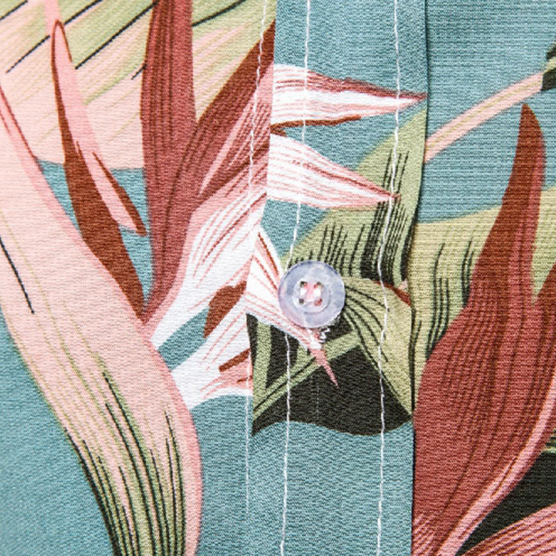 Cotton And Linen Printed Pocket Button-down Shirt