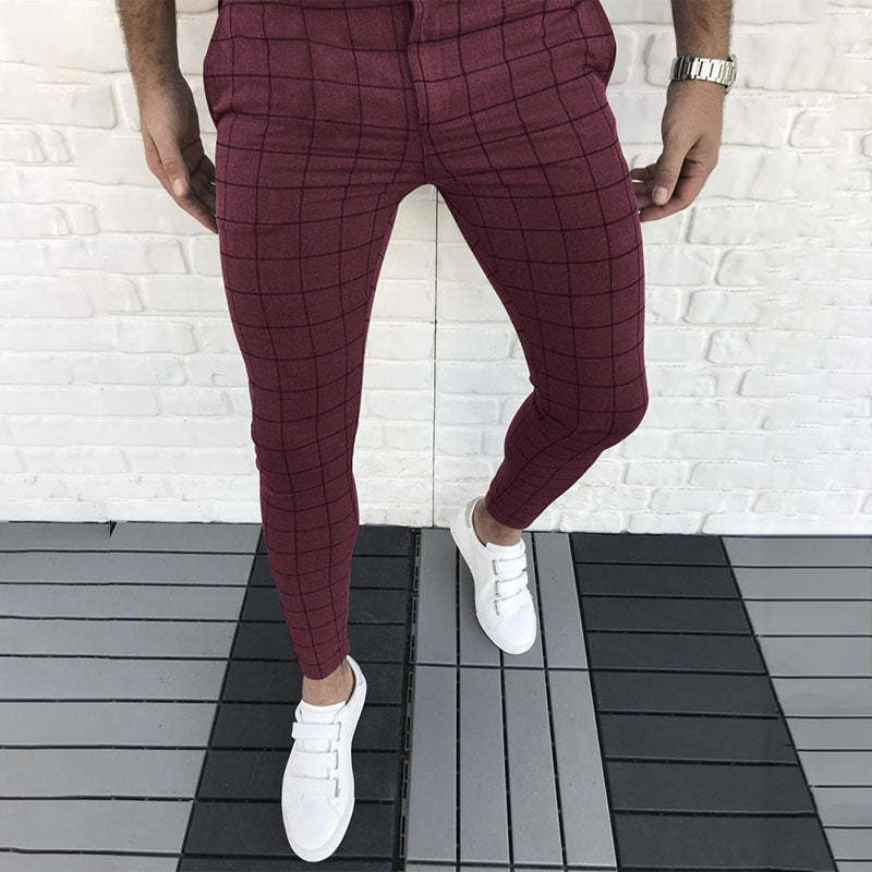 Men's checkered casual chinos