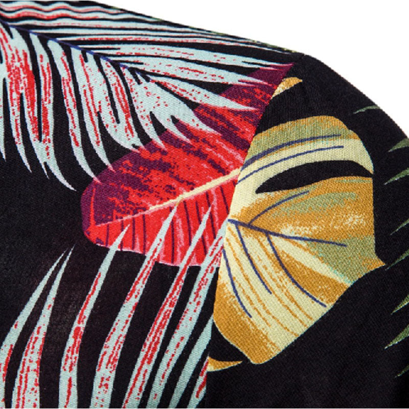 Cotton And Linen Printed Pocket Button-down Shirt