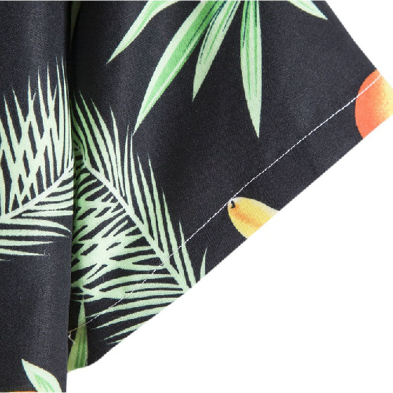 Cotton And Linen Printed Pocket Button-down Shirt