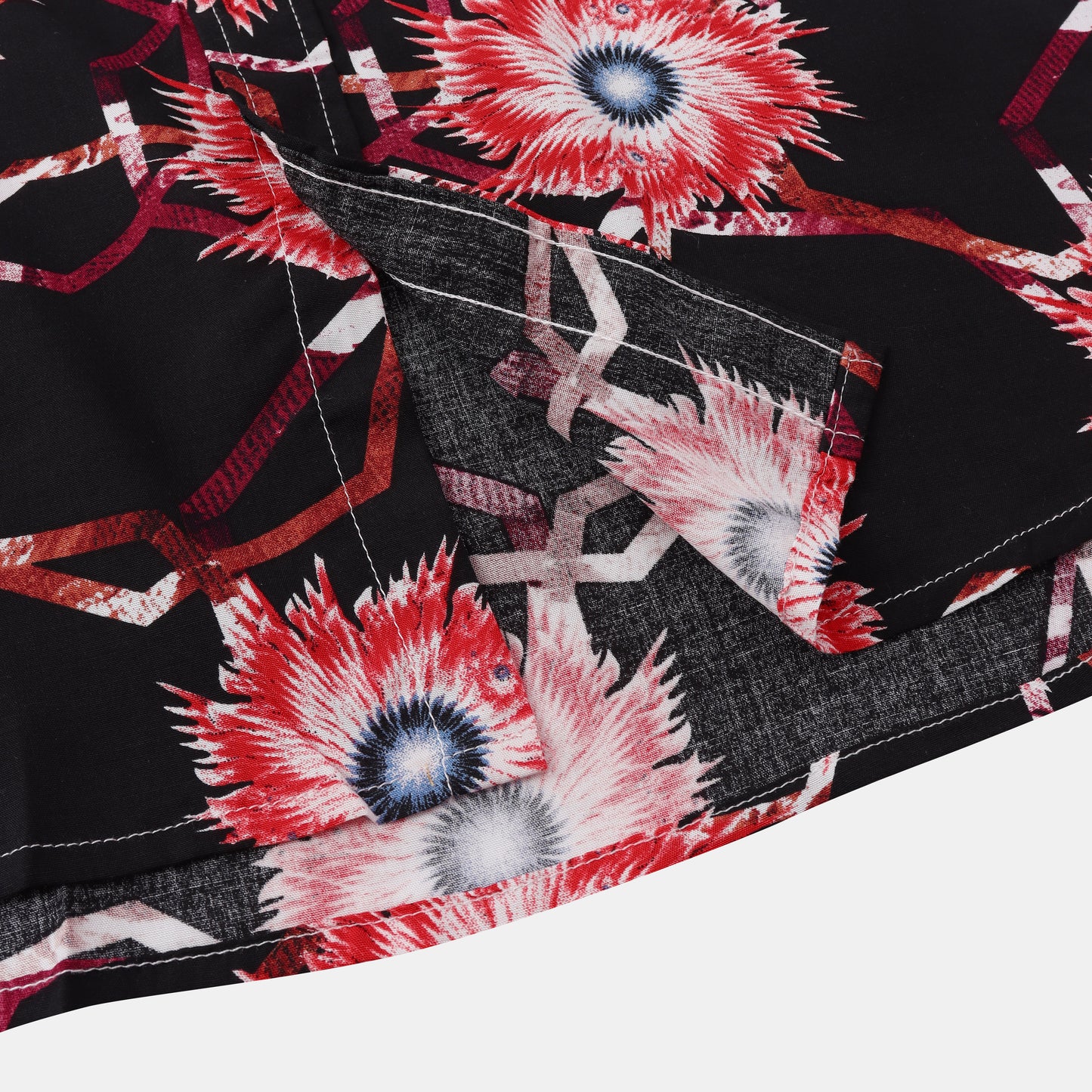 Fashion Print Lapel Button Short Sleeve Shirt