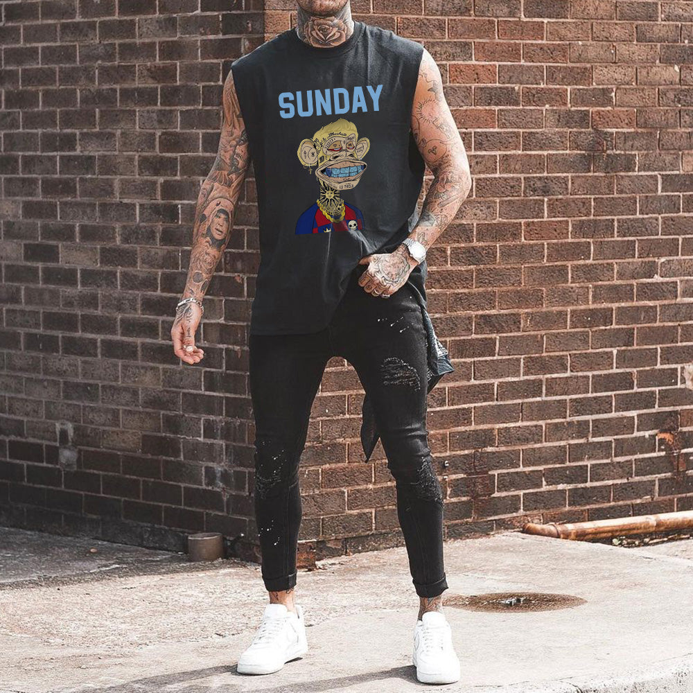 Sunday Alphabet Graphic Print Men's Tank Top