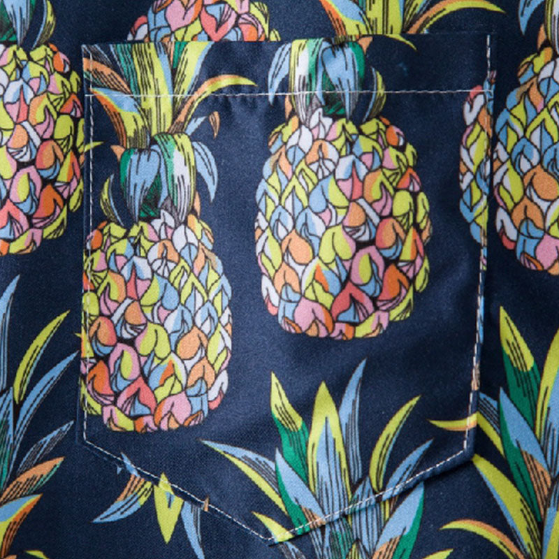Cotton And Linen Printed Pocket Button-down Shirt