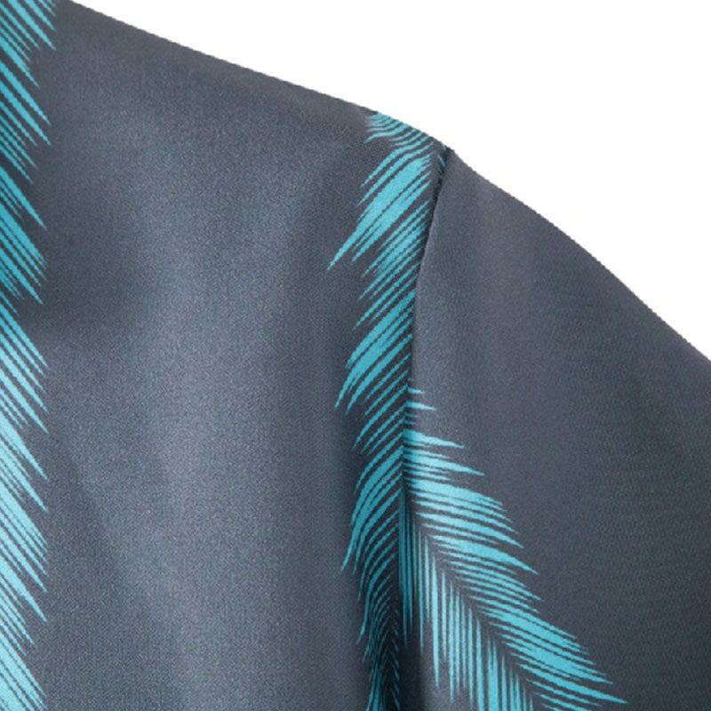 Cotton And Linen Printed Pocket Button-down Shirt