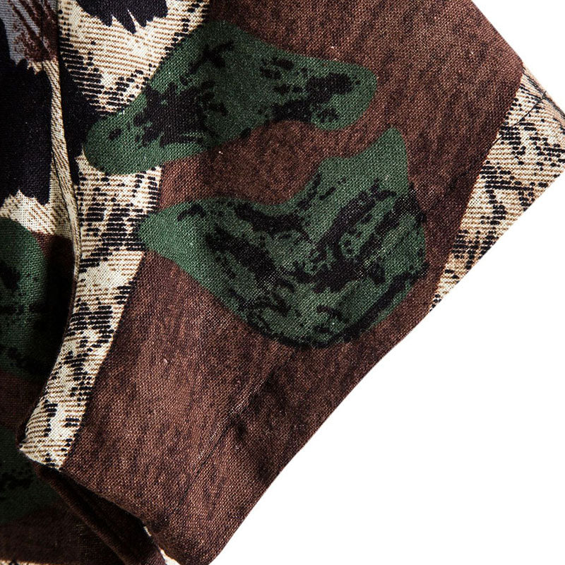 Cotton And Linen Printed Pocket Button-down Shirt
