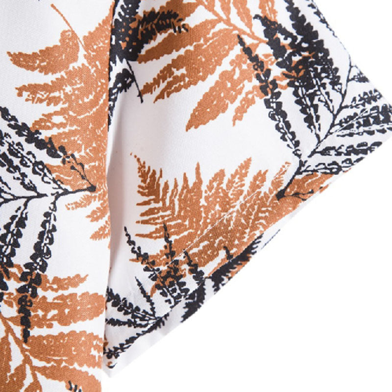 Cotton And Linen Printed Pocket Button-down Shirt