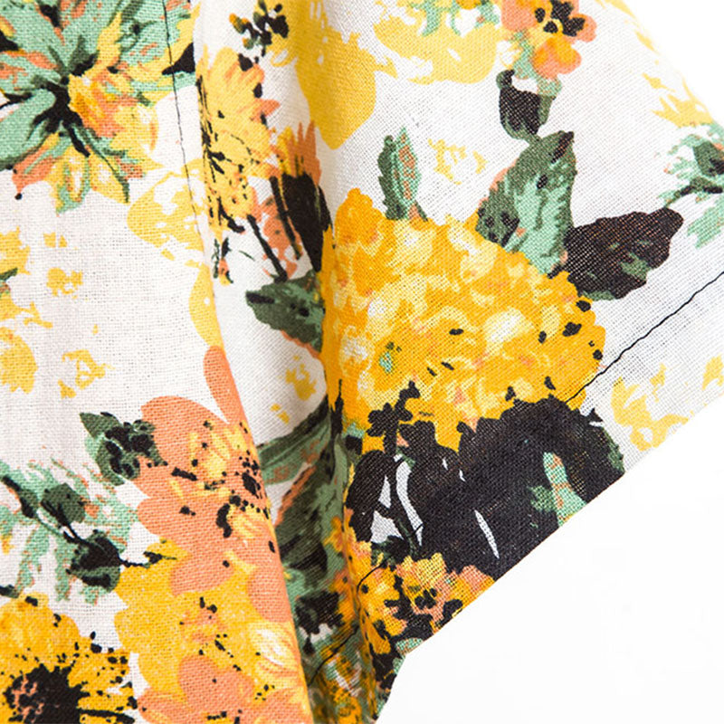 Cotton And Linen Printed Pocket Button-down Shirt