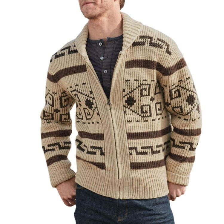 Men's Vintage Ethnic Lapel Collar Knitwear Jacket