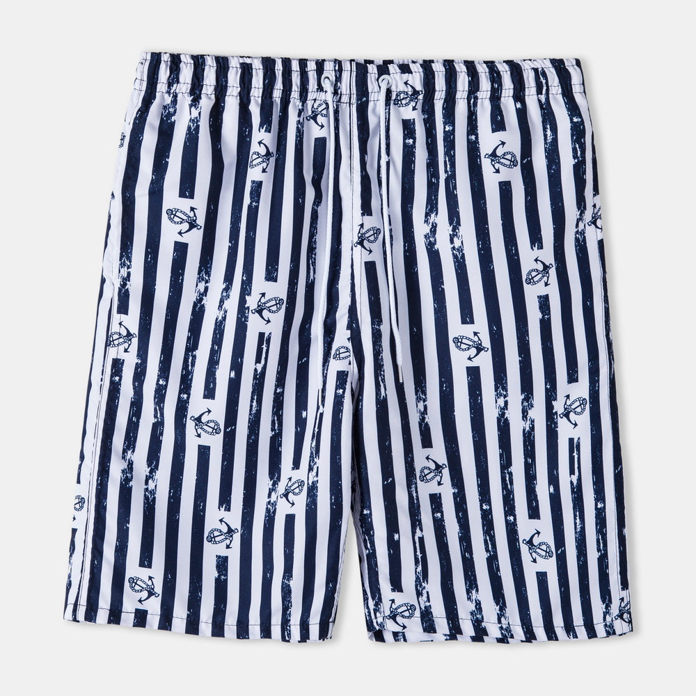 Men's 2 Pieces Stripe Print Polo Shirt and Shorts