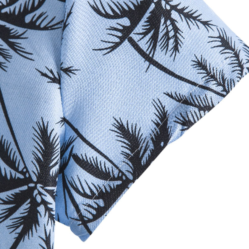Cotton And Linen Printed Pocket Button-down Shirt