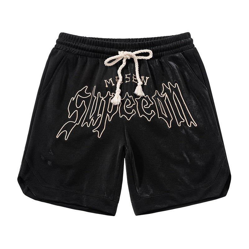 Men's High Street Embroidered Drawstring Casual Shorts