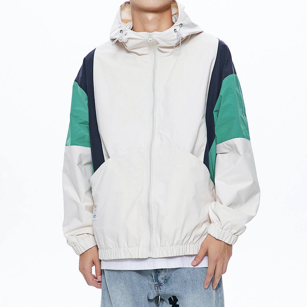 Men's Stitching Zipper Up Hoode Jackets
