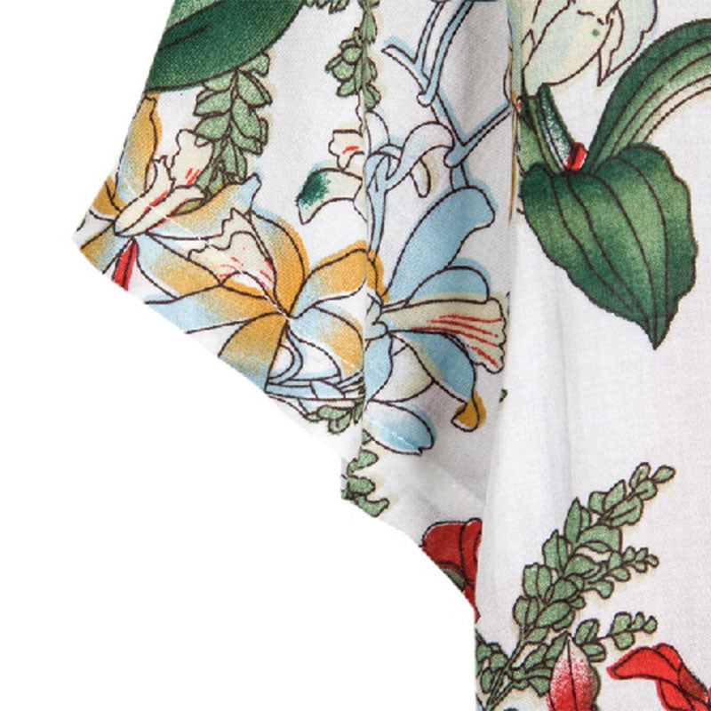 Cotton And Linen Printed Pocket Button-down Shirt