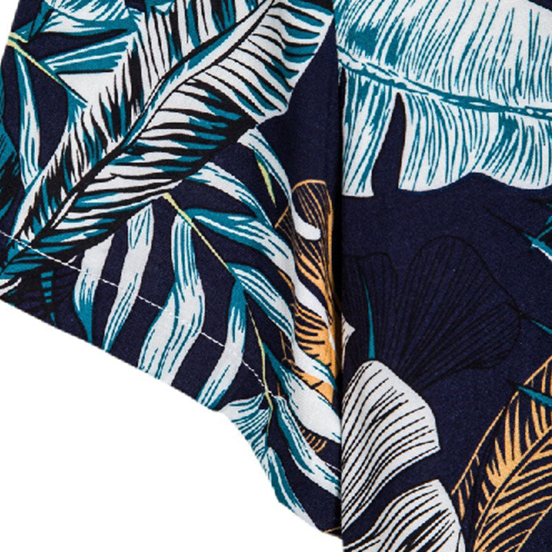 Cotton And Linen Printed Pocket Button-down Shirt
