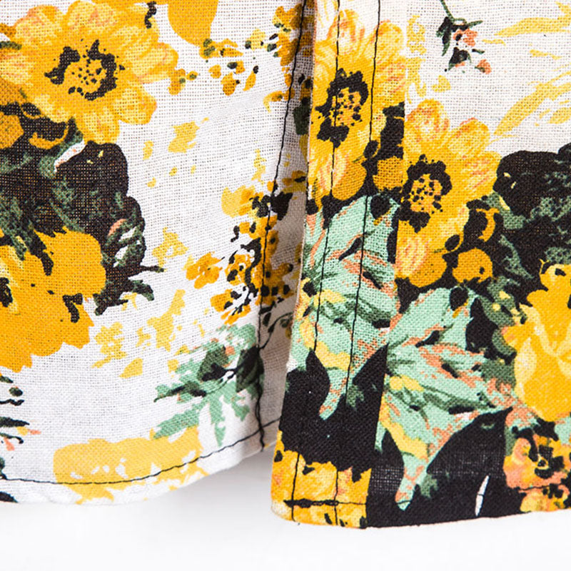 Cotton And Linen Printed Pocket Button-down Shirt
