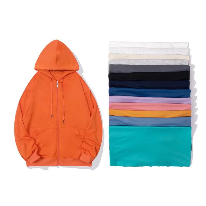 Men's Classic Streetwear Solid Color Zip Up Hoodies 300g
