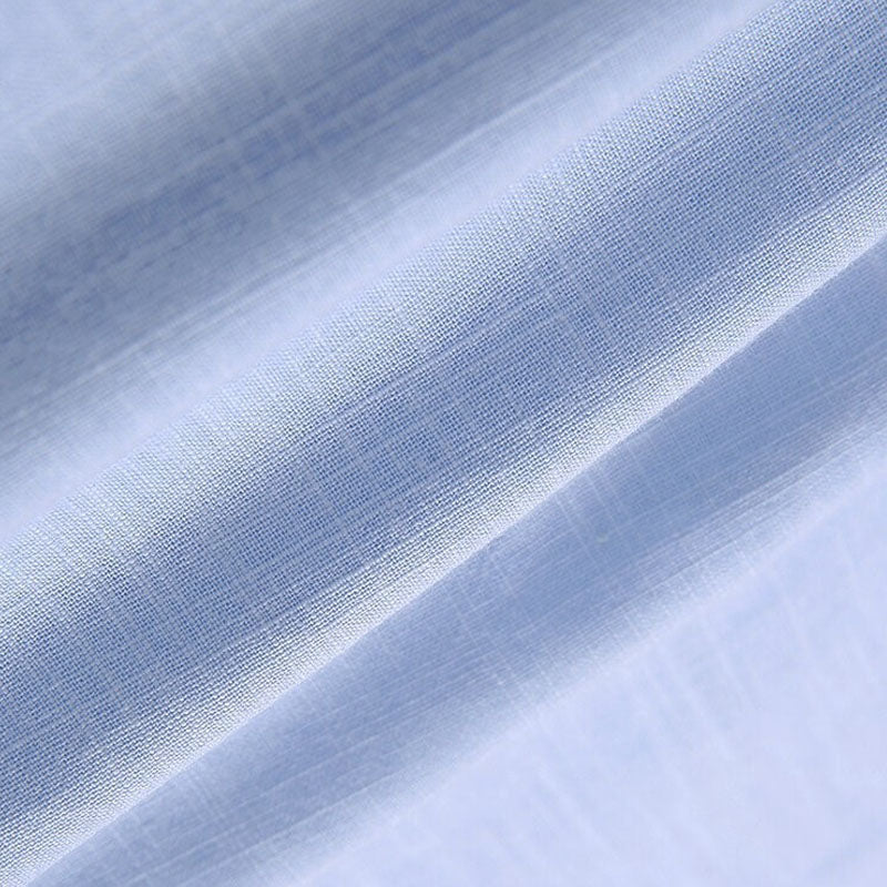 Cotton And Linen Solid Colour Pocket Button Down Shirt