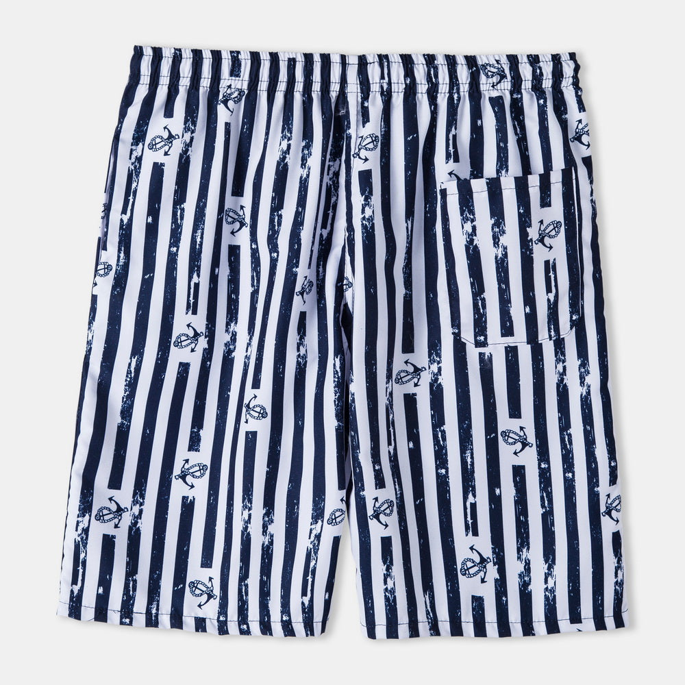 Men's 2 Pieces Stripe Print Polo Shirt and Shorts