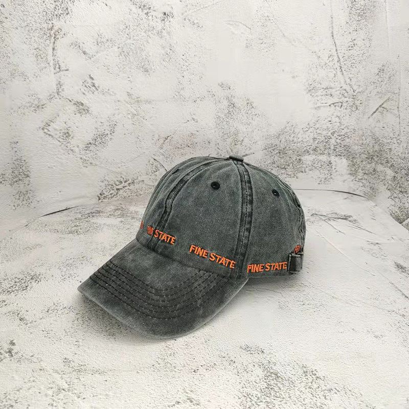 Vintage Distressed Washed Letter Embroidered Baseball Cap