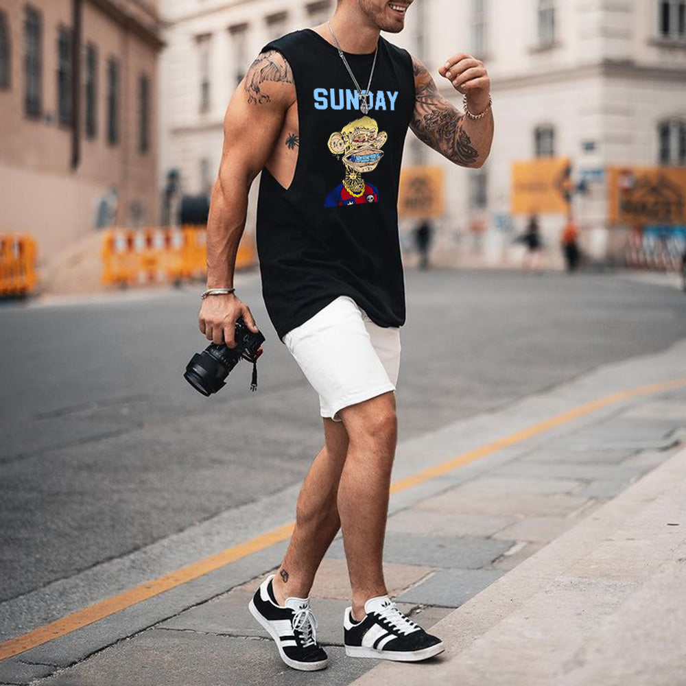 Sunday Alphabet Graphic Print Men's Tank Top