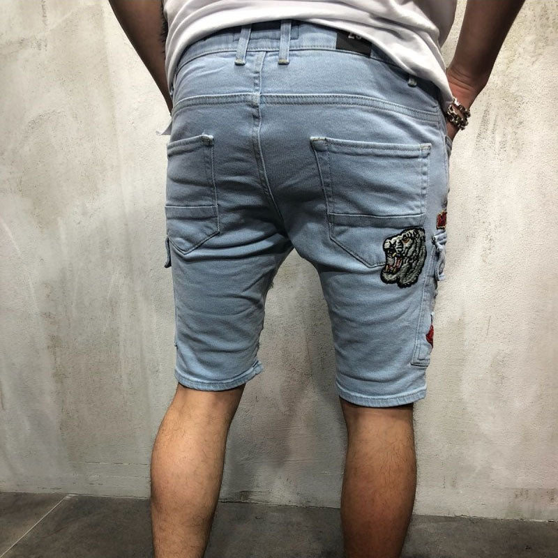 Ripped denim shorts