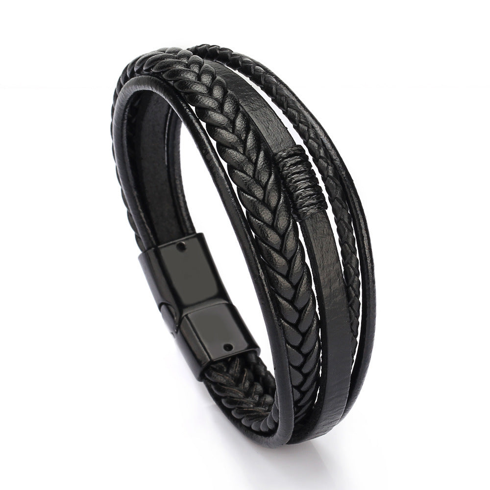 Men's leather rope hand-woven personalized trend jewelry