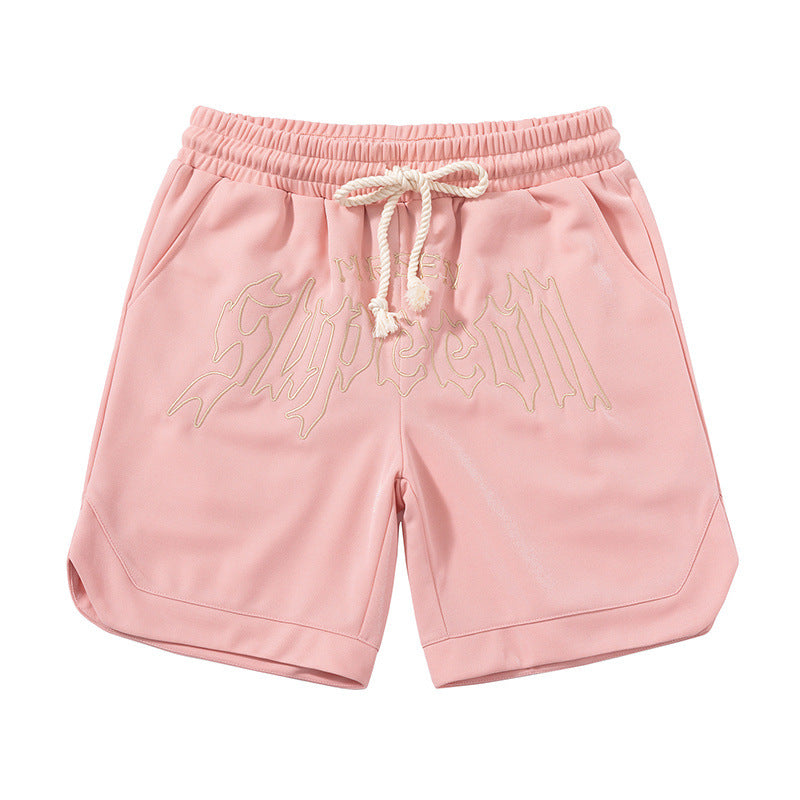 Men's High Street Embroidered Drawstring Casual Shorts