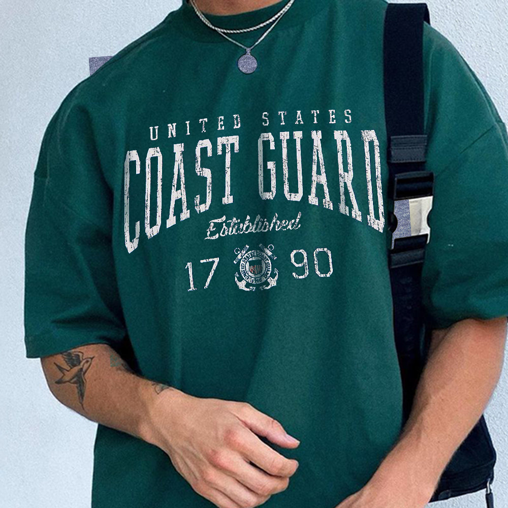 COAST GUARD Letter Graphic Print Casual Men's T-shirt