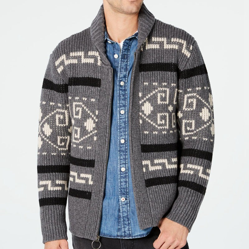 Men's Vintage Ethnic Lapel Collar Knitwear Jacket