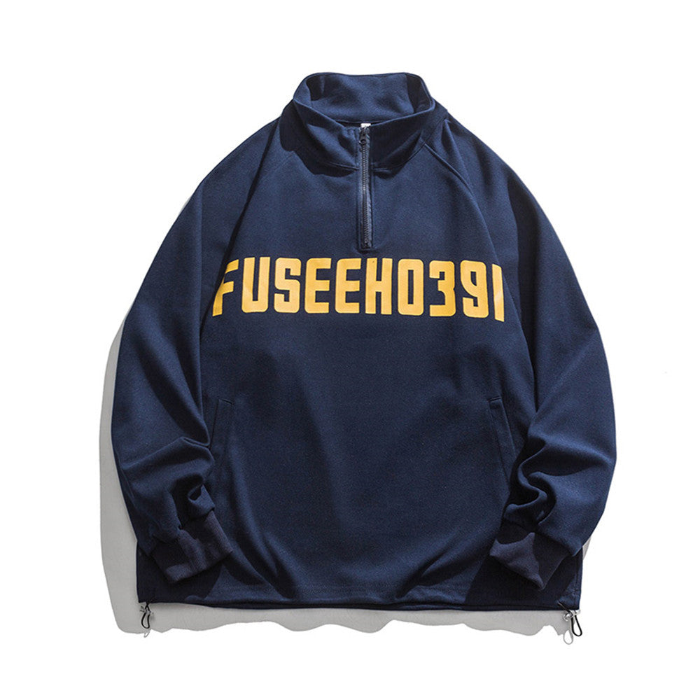 Alphabet Graphics Casual Loose Crew Neck Men's Sweatshirt