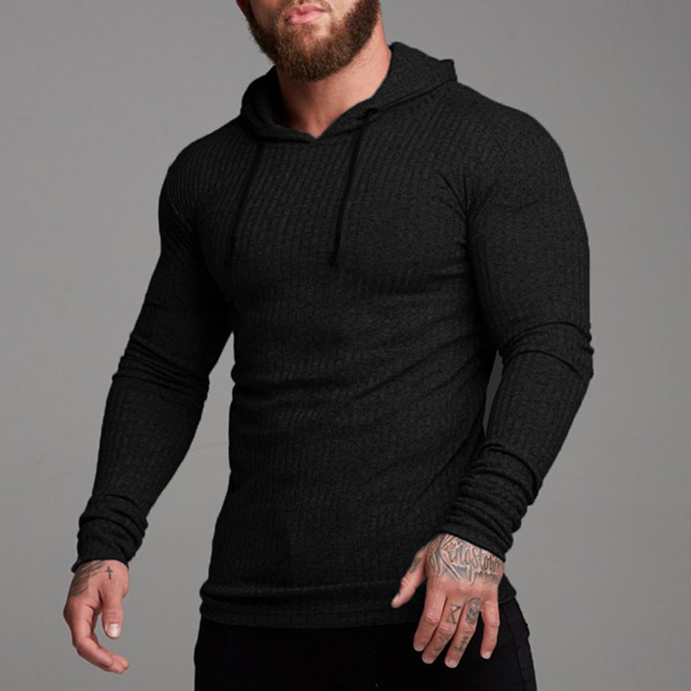 Plain Hooded Sports Men's Long Sleeve T-Shirt