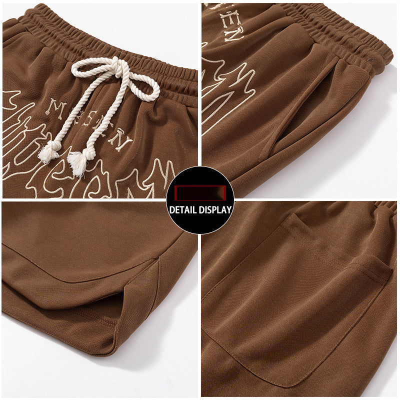 Men's High Street Embroidered Drawstring Casual Shorts