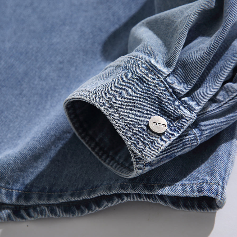 Men's Casual Button Up Denim Shirts with Pocket