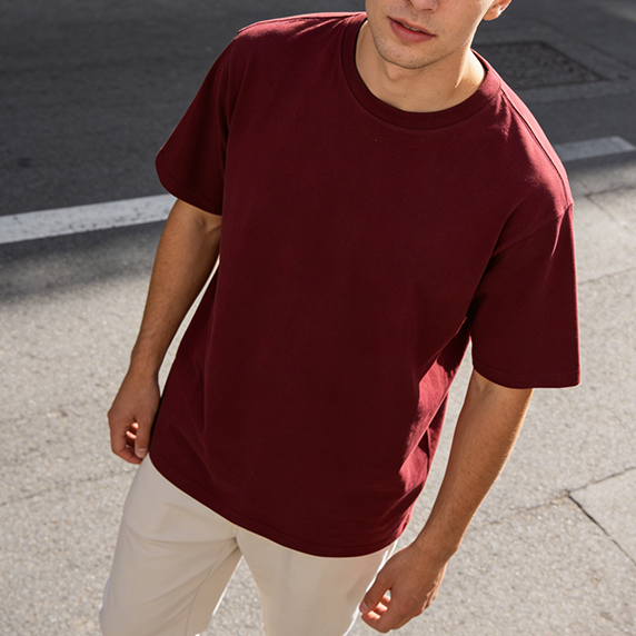 Durable Wine Red Heavy Tee, Anti-Slouch Quality Cotton, Essential Core Wardrobe