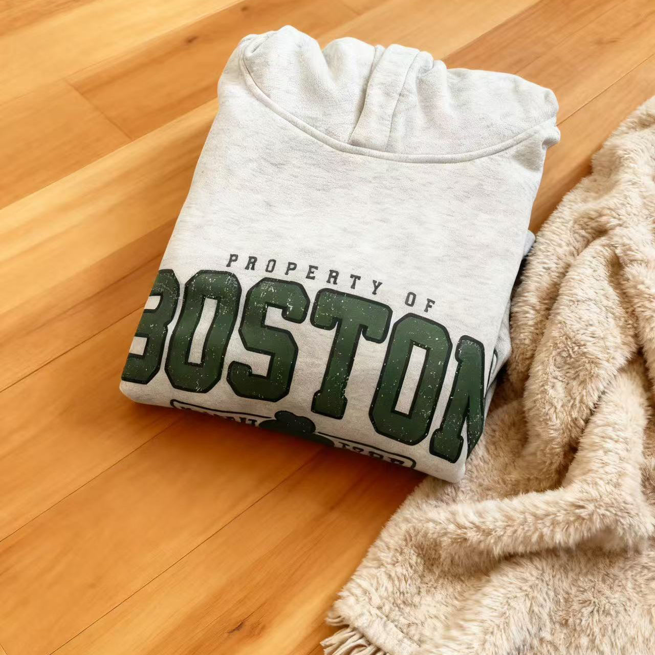 Boston Shamrock Print  Men's Loose Fit Hoodies