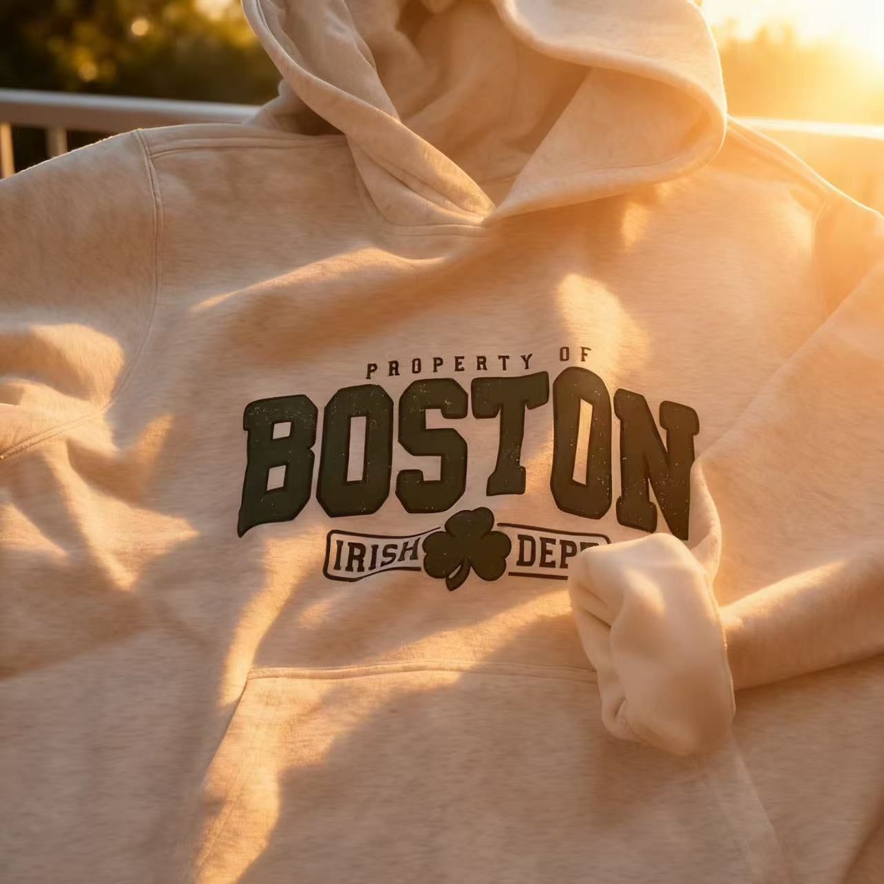 Boston Shamrock Print  Men's Loose Fit Hoodies