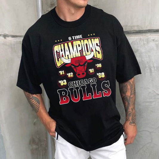 Bulls Print Men's Crew Neck T-Shirt