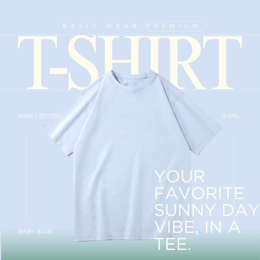 Light Blue Color Men's Cotton T-shirt 230g/8.55oz