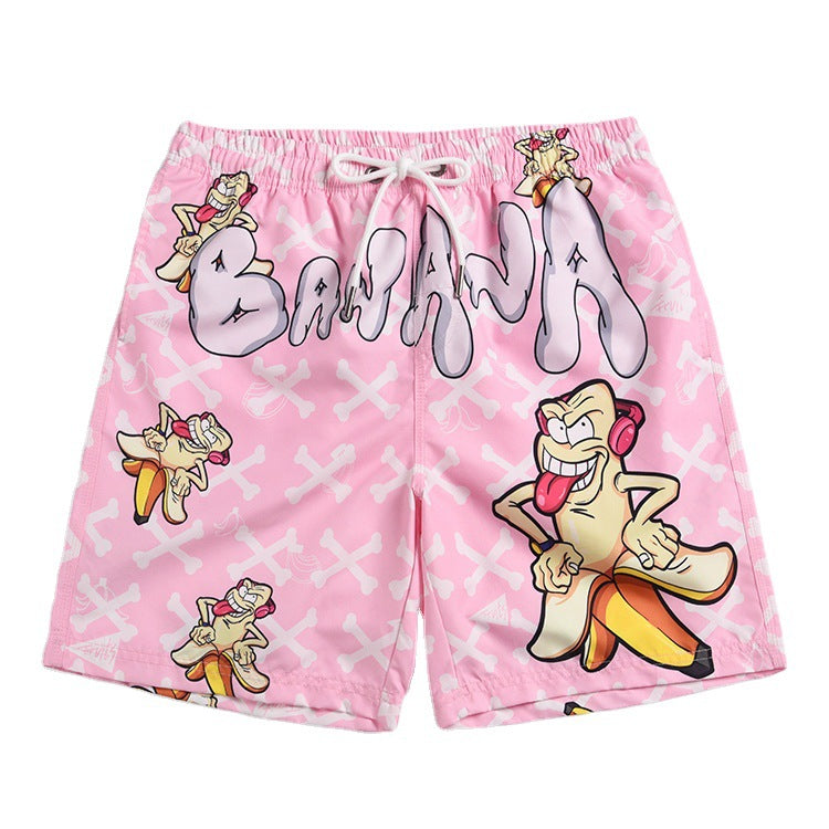 Men's beach pants loose casual cartoon printed shorts