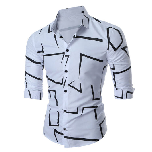Clearance-Casual Printed Long Sleeved Shirt-S,XL