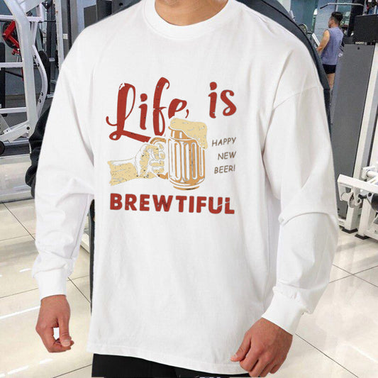 Oktoberfest Beer Print Men's Casual Long Sleeve T-Shirts-A
